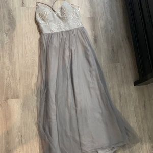Beautiful prom gown gray with sparkle top
